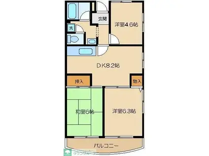 アイリスガーデン清瀬(3DK/5階)の間取り写真