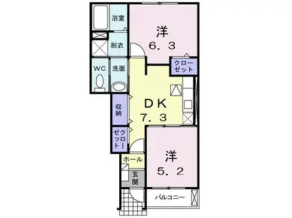 ダ・カーポ(2DK/1階)の間取り写真