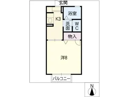 エスポワール山室(1K/1階)の間取り写真