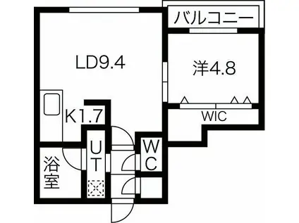 バルボーニ新札幌(1LDK/2階)の間取り写真