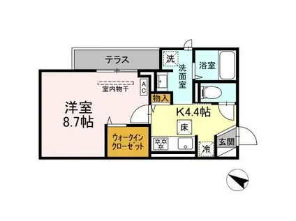 セルメイユール(1K/1階)の間取り写真