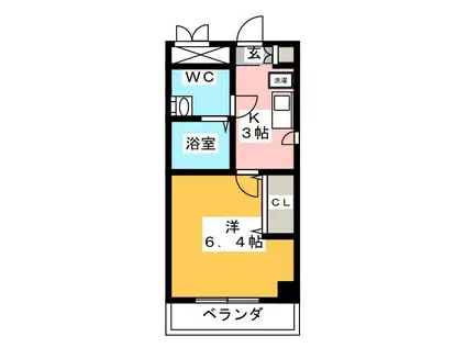 エコロジー潮見レジデンス(1K/3階)の間取り写真