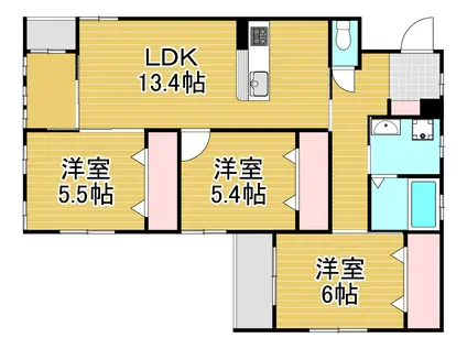 クローリス仙水(3LDK/2階)の間取り写真