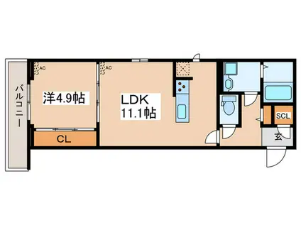 コンフォート横浜緑(1LDK/2階)の間取り写真