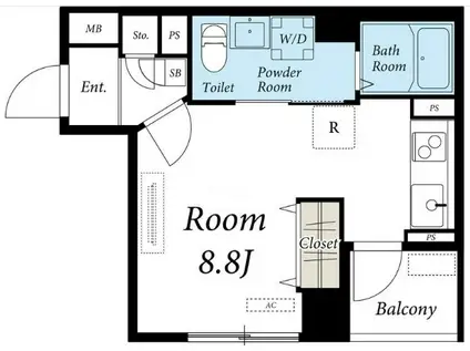 シャイニング(ワンルーム/7階)の間取り写真