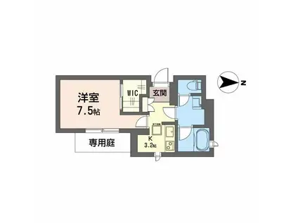 ウエストハイツ(1K/1階)の間取り写真