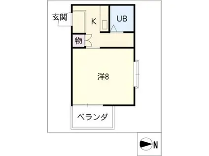 城海津ハイツII(1K/4階)の間取り写真