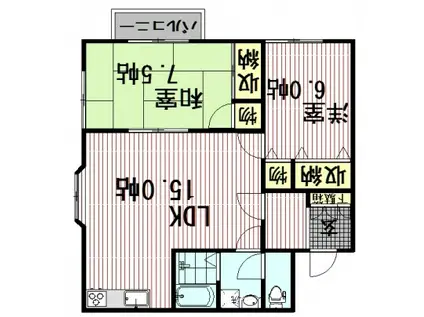 J HILL S(2LDK/3階)の間取り写真