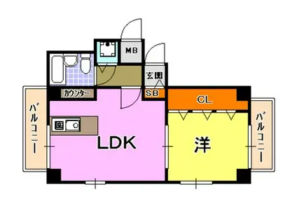 ロイヤル神戸下山手(1LDK/6階)の間取り写真