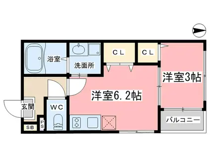 ハーモニーテラス椥辻西浦町II(2DK/1階)の間取り写真