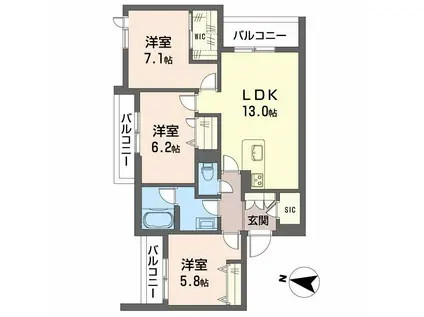 シャーメゾン ル リアン(3LDK/3階)の間取り写真