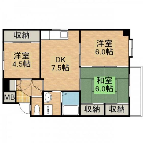 昭和中町Uビル(3DK/3階)の間取り写真