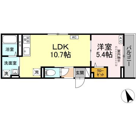 D PAINA 菅北浦(1LDK/3階)の間取り写真