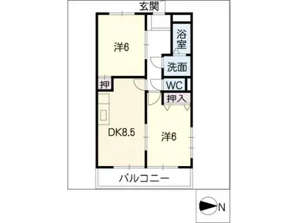 クレセントコート大澤(2DK/2階)の間取り写真