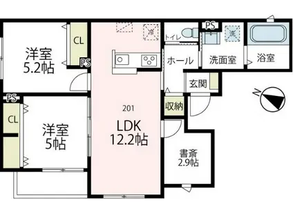 カーサエム大和(2SLDK/2階)の間取り写真