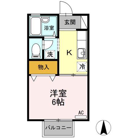 グランシャリオ(1K/2階)の間取り写真
