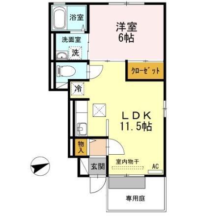 ピュアメゾン(1LDK/1階)の間取り写真