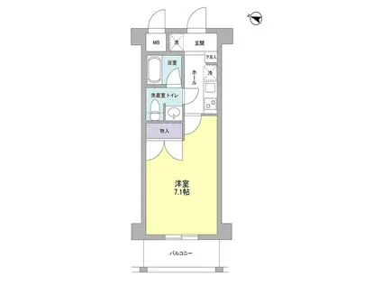 ヴァンフォーレ目黒(1K/4階)の間取り写真