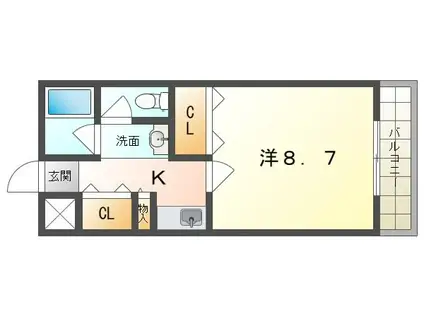 Mローゼ忍ヶ丘(1K/2階)の間取り写真