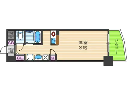 レジディア天神橋(1K/3階)の間取り写真