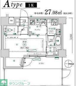MAXIV武蔵新城TRE(1K/6階)の間取り写真