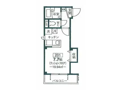 フロレセール(ワンルーム/2階)の間取り写真