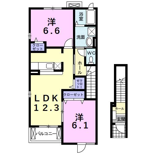マジュネス(2LDK/2階)の間取り写真