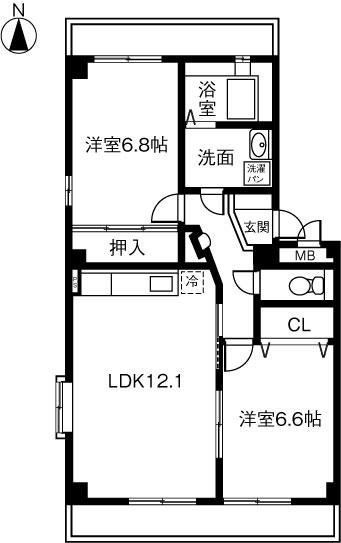 エトワール桜B(2LDK/2階)の間取り写真