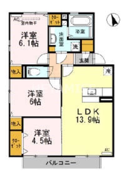セジュールYAMAZAKI C(3LDK/2階)の間取り写真