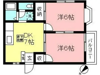 太田ピア弐番館(2DK/2階)の間取り写真