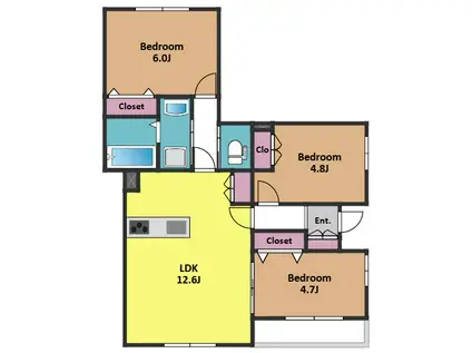 西六郷1丁目メゾン(3LDK/1階)の間取り写真