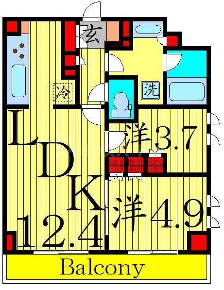 プラウドフラット墨田曳舟ディアージュ(2LDK/3階)の間取り写真