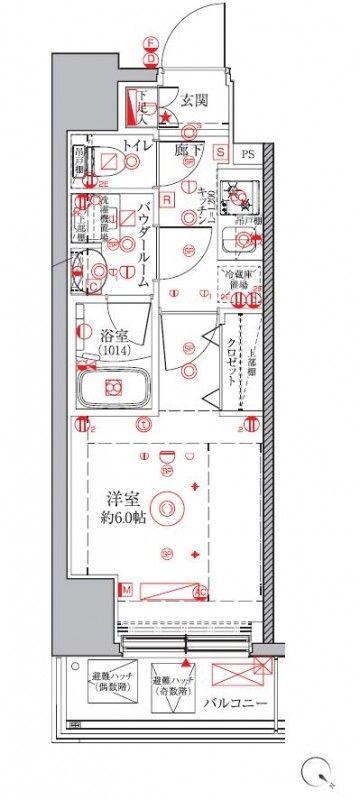 クレイシアIDZ横浜桜木町(1K/3階)の間取り写真