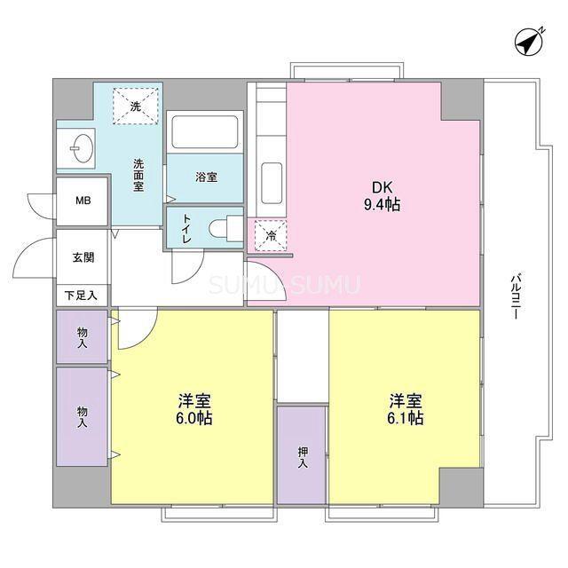 遠山ビル(2DK/3階)の間取り写真