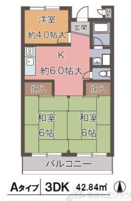 グリーンハイツ正雀(3DK/3階)の間取り写真