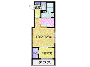 オルセーイスト住ノ江(1LDK/1階)の間取り写真