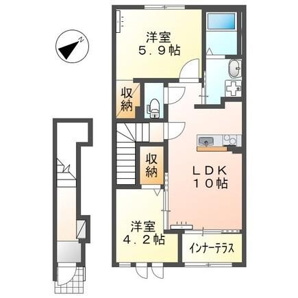 アヴェニール(2LDK/2階)の間取り写真