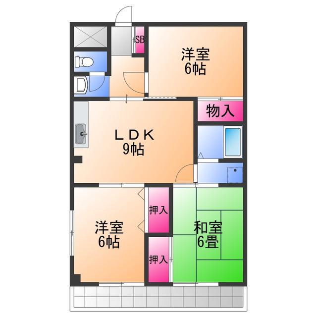 マンションヤマニシ(3LDK/3階)の間取り写真