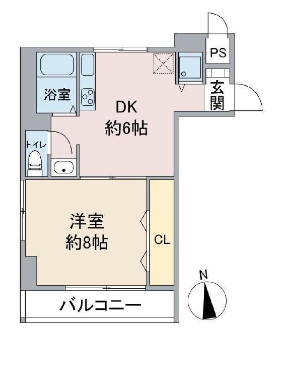 サザンクロス(1DK/6階)の間取り写真