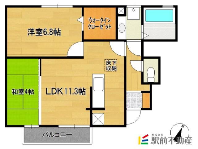 ドエル古賀Ⅱ(2LDK/1階)の間取り写真