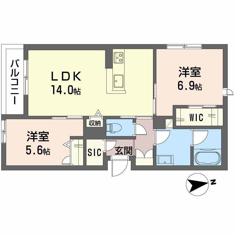シャーメゾン渋川III(2LDK/2階)の間取り写真