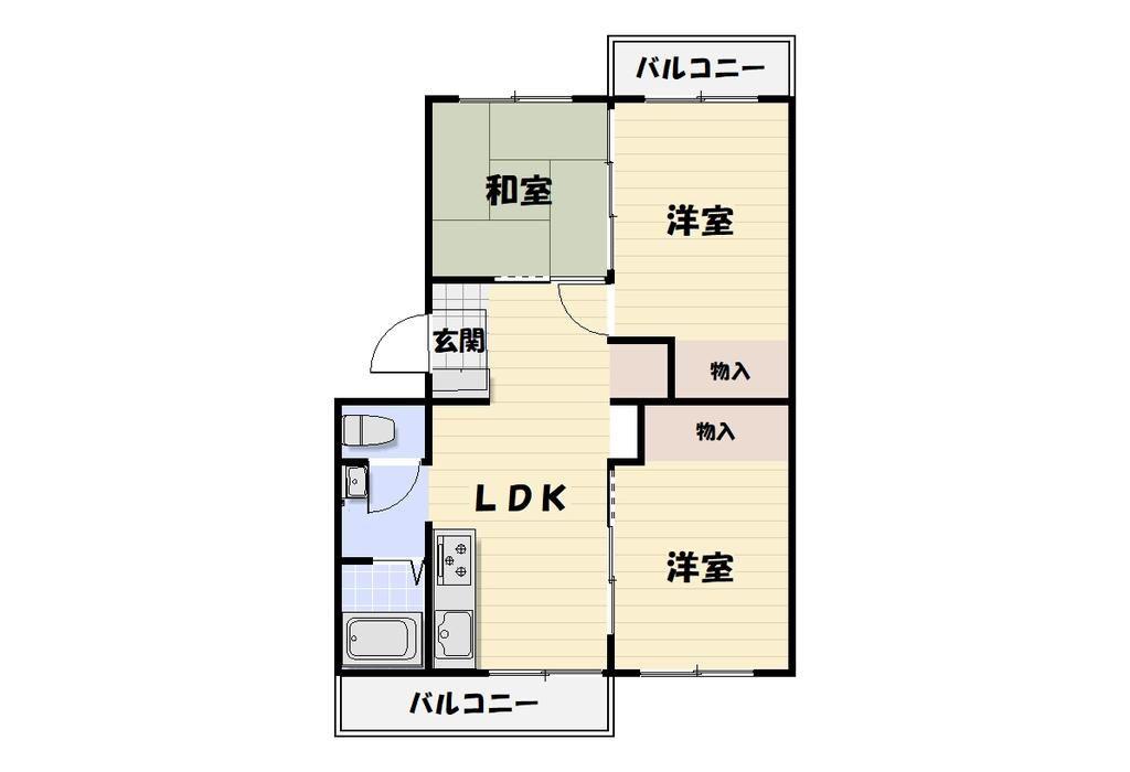 八千代中央レジデンスI号棟(3LDK/2階)の間取り写真