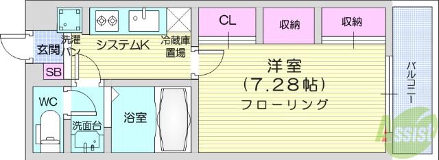 リブリ・エスポワール表柴田(1K/3階)の間取り写真