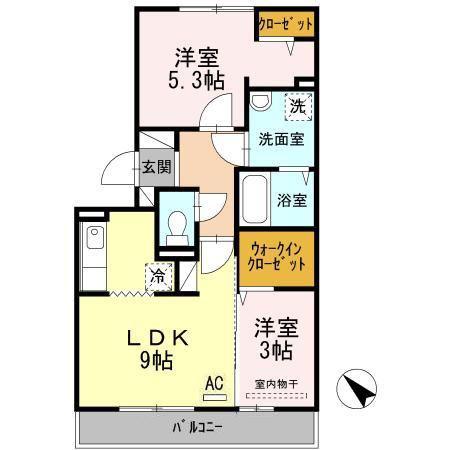 桜橋山荘(2LDK/2階)の間取り写真