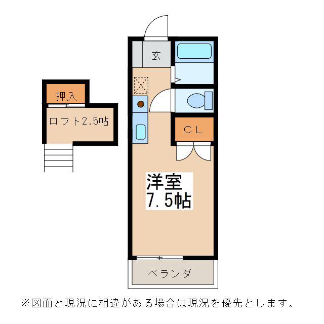 ロフトハウスこうの(ワンルーム/2階)の間取り写真