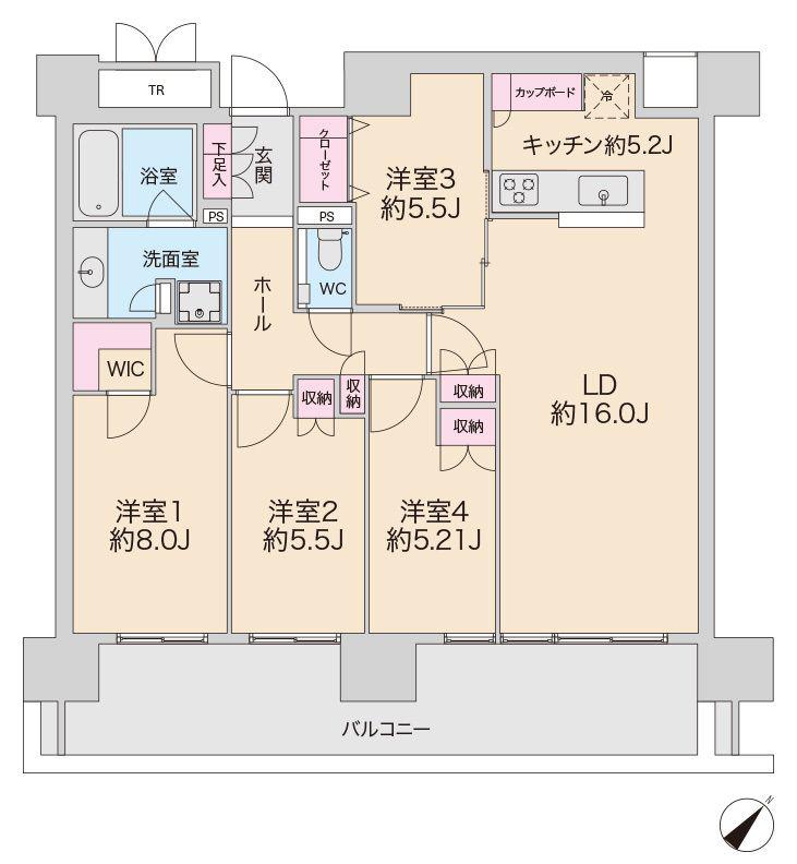 HARUMI FLAG SEA VILLAGE C棟 C(4LDK/14階)の間取り写真