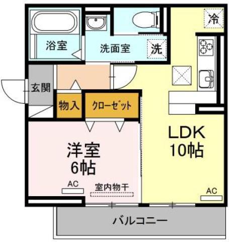 フレスコ(1LDK/1階)の間取り写真