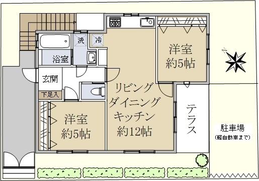 テラススクエア(2LDK/1階)の間取り写真