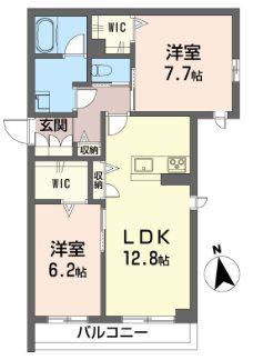 オークステイ清瀬元町ヴィラ(2LDK/1階)の間取り写真