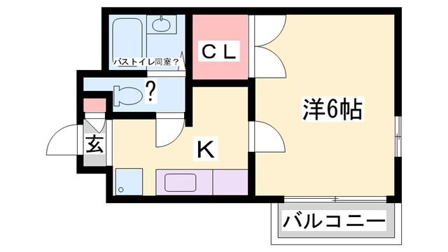 ジュネス城北新町II(1K/2階)の間取り写真